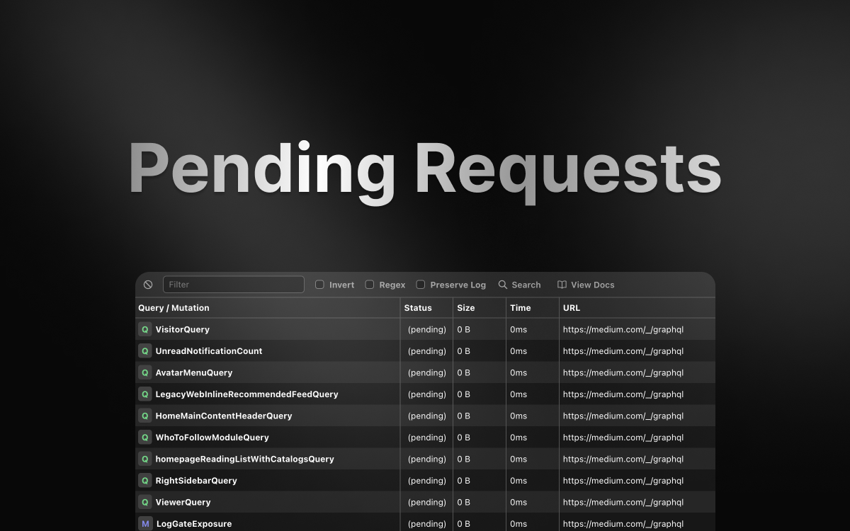 Pending Requests for GraphQL Network Inspector